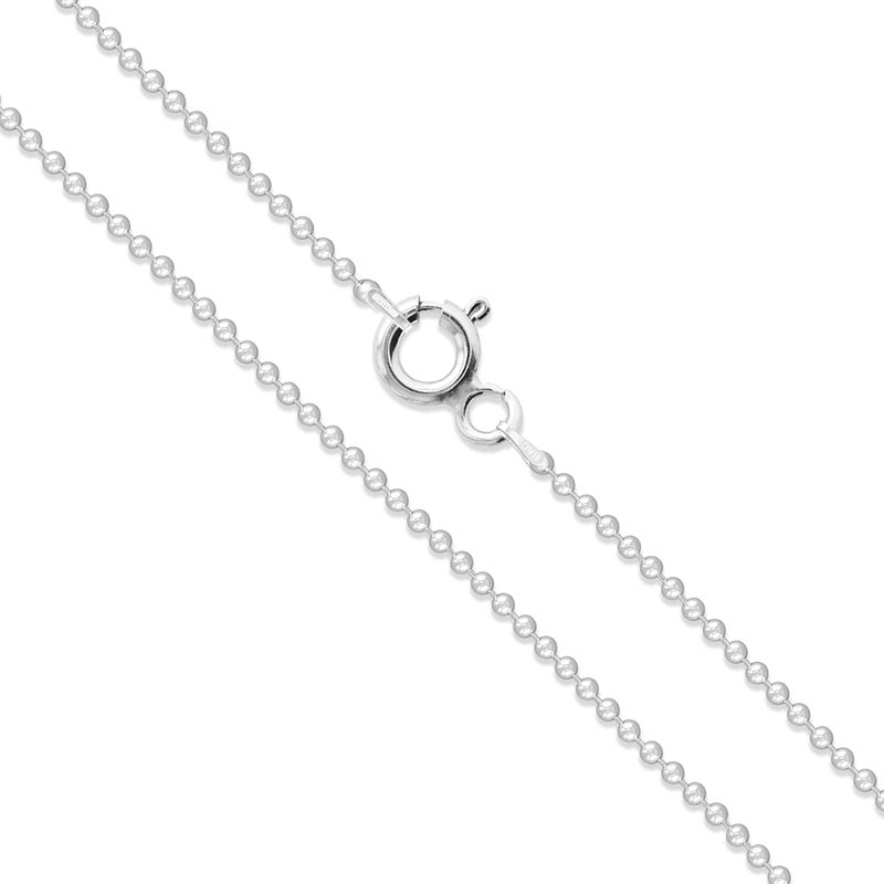 Sac Silver Sterling Silver Italian Ball Bead Chain 1.2mm 925 Italy New Dog Tag Necklace 18" - Image 1